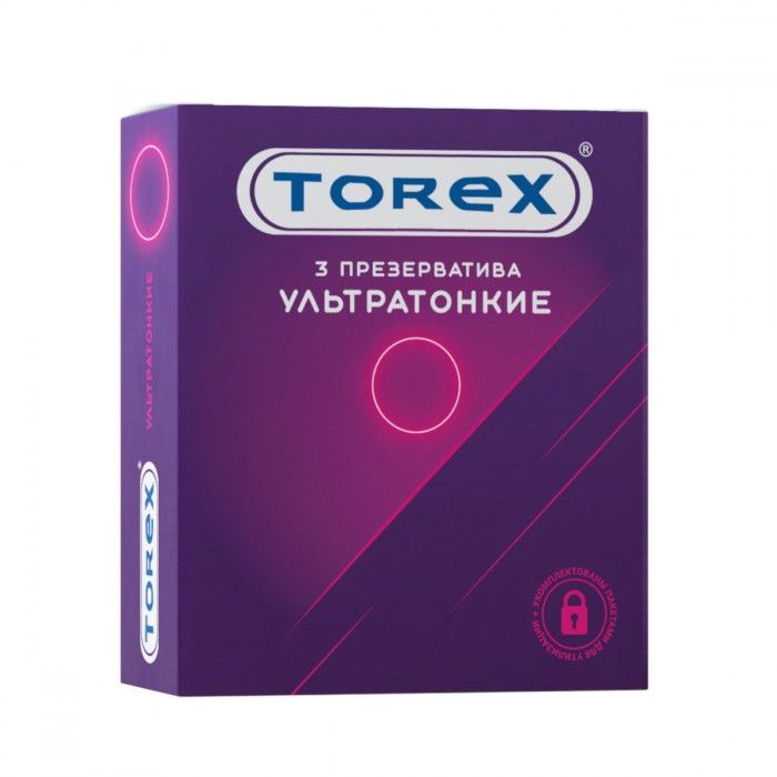 Презервативы Torex ультратонкие – самый популярный вид данного бренда и пользуется постоянным спросом благодаря максимально естественным ощущениям во время близости.  Натуральный латекс, уменьшенная толщина стенки. В упаковке - 3 шт.<br> Номинальная ширина - 55 мм.<br> Толщина стенки - 0,04 мм.