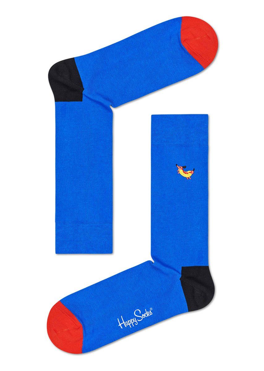 Синие носки унисекс Embroidery Hot Dog Sock.