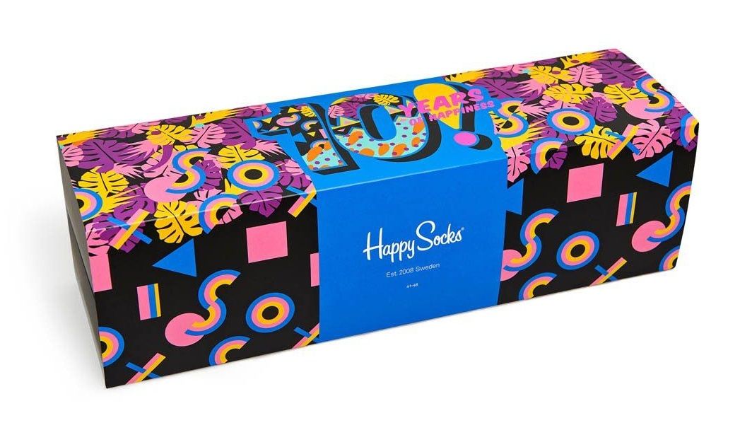 Коллекционный набор носков 10 Year Anniversary Gift Box. В наборе 11 пар с психоделическим рисунком.