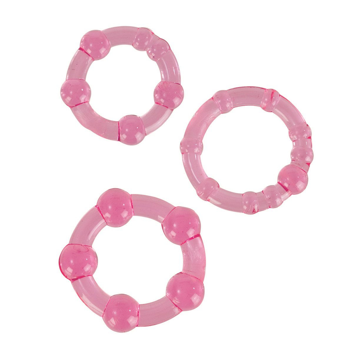 Комплект из 3 эрекционных колец Island Rings  розового цвета.В комплекте идет 3 кольца разного диаметра и различной формы.  Использовать можно  по отдельности или сочетать вместе. Эрекционное кольцо препятствует оттоку крови,  предотвращает преждевременную эякуляцию. Служит  для продления интимной близости.  Диаметр колец - 1,7, 2 и 2,1 см.