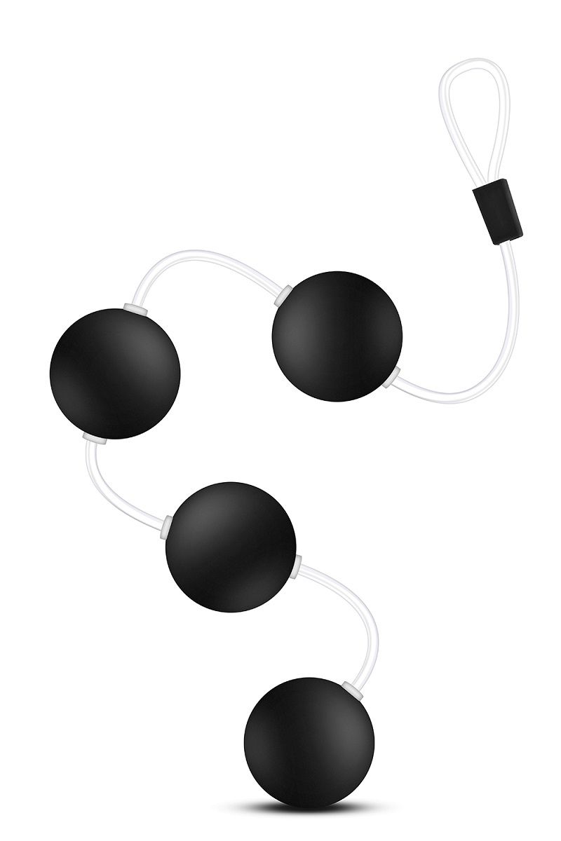 Анальные шарики Pleasure Balls на цепочке. Четыре шарика на сцепке для анальной стимуляции. Рабочая длина - 26,6 см.