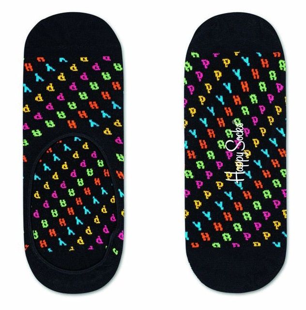 Носки-следки унисекс Happy Liner Sock с цветными надписями.