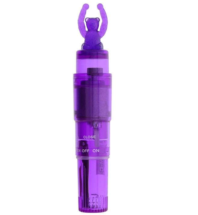 Фиолетовый клиторальный стимулятор-ракета с мишкой GOOD VIBES BEAR VIBRATOR. Водонепроницаемый