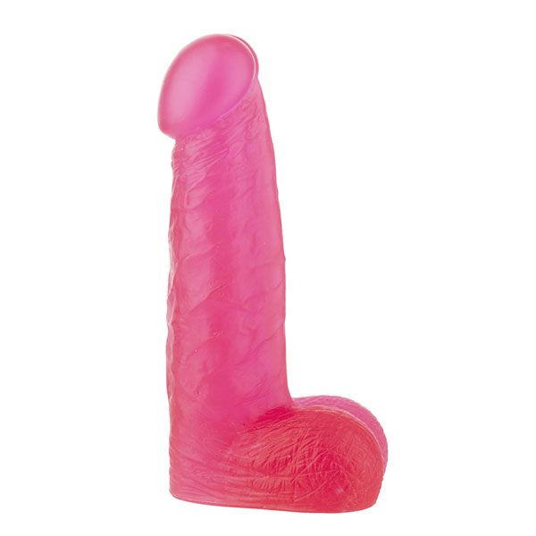 Розовый фаллоимитатор XSKIN 6 PVC DONG. Имеет мошонку больших размеров.