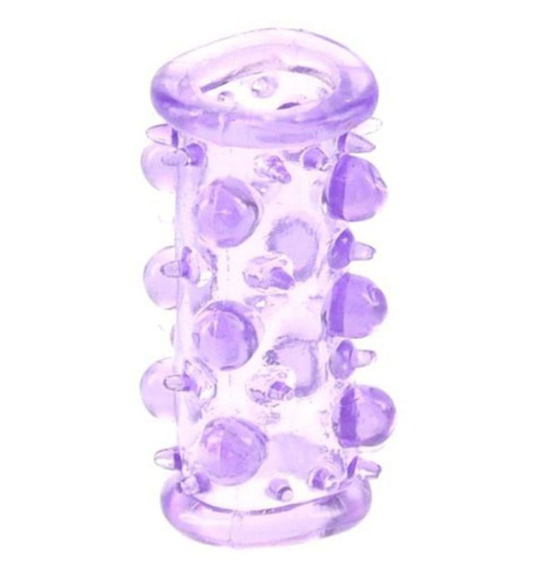 Фиолетовая насадка с шариками и шипами LUST CLUSTER. Эластичная, плотно обхватывает ствол.