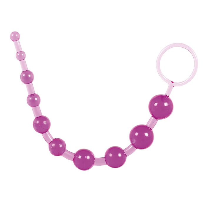 Анальный массажер шарики-цепочка фиолетовый Минимальный диаметр- 0,7 см.