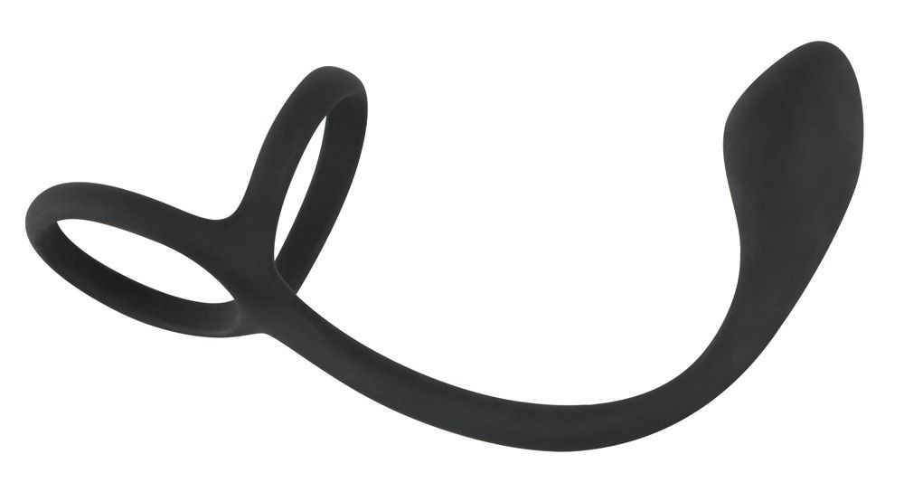 Эрекционное кольцо с утяжкой на мошонку и анальным плаг Black Velvets. Длина анального хвоста - 16 см., рабочая длина - 6 см., диаметр - 2,8 см.