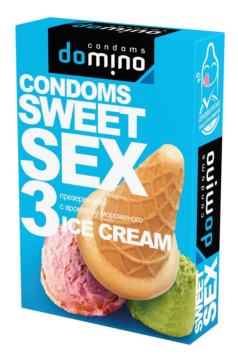 Презервативы для орального секса со смазкой и ароматом мороженого. В каждой фирменной упаковке содержится 3 гладких и бесцветных презерватива.  Номинальная ширина - 52 мм.<br> Толщина стенки - 0,06 мм.<br> В упаковке - 3 шт.