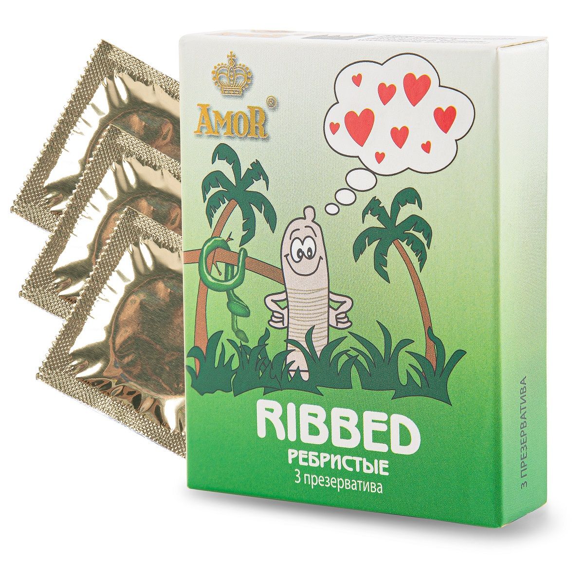 Ребристые презервативы AMOR Ribbed. Выполнены из высококачественного латекса, имеют подходящие большинству мужчин размеры. Презервативы бесцветные, ребристые, покрытые смазкой. Ширина - 52 мм.