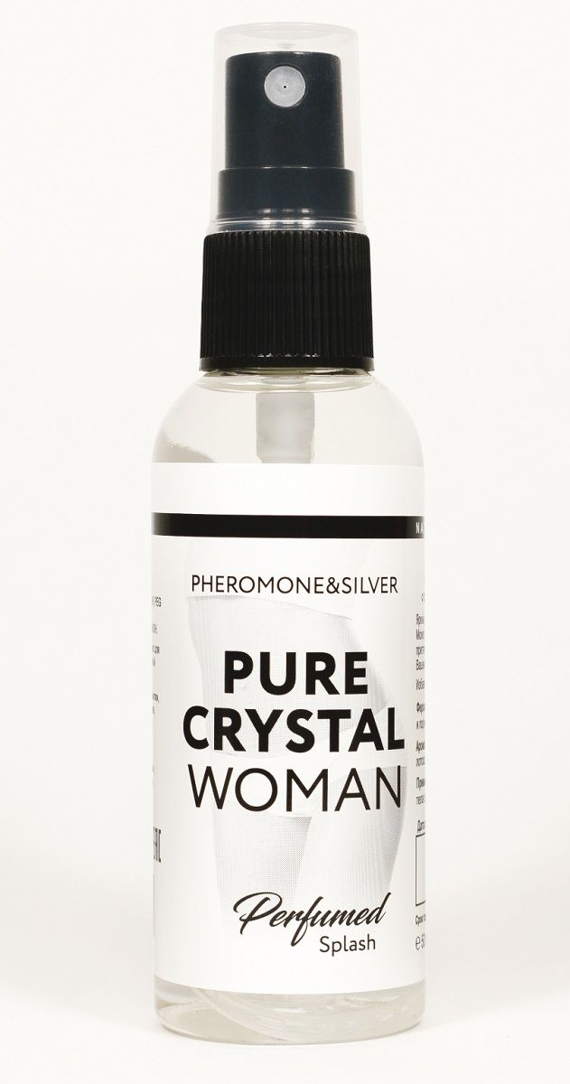 Парфюмированный спрей  с феромонами и ионами серебра Pure Crystal для женщин. Яркий, утонченный и изысканный аромат.  Может использоваться для придания притягательного и благоуханного аромата Вашему телу и белью. Обладает бактерицидным действием благодаря содержанию ионов серебра. Феромоны разбудят романтические чувства и добавят интригу. Аромат: цветочно-фруктовый с нотами лотоса, граната, пиона, мускуса и амбры