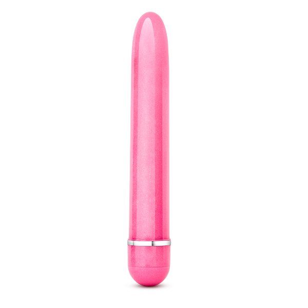 Розовый тонкий классический вибратор Slimline Vibe. Идеально гладкий. Мультискоростная вибрация. Рабочая длина - 14,6 см.