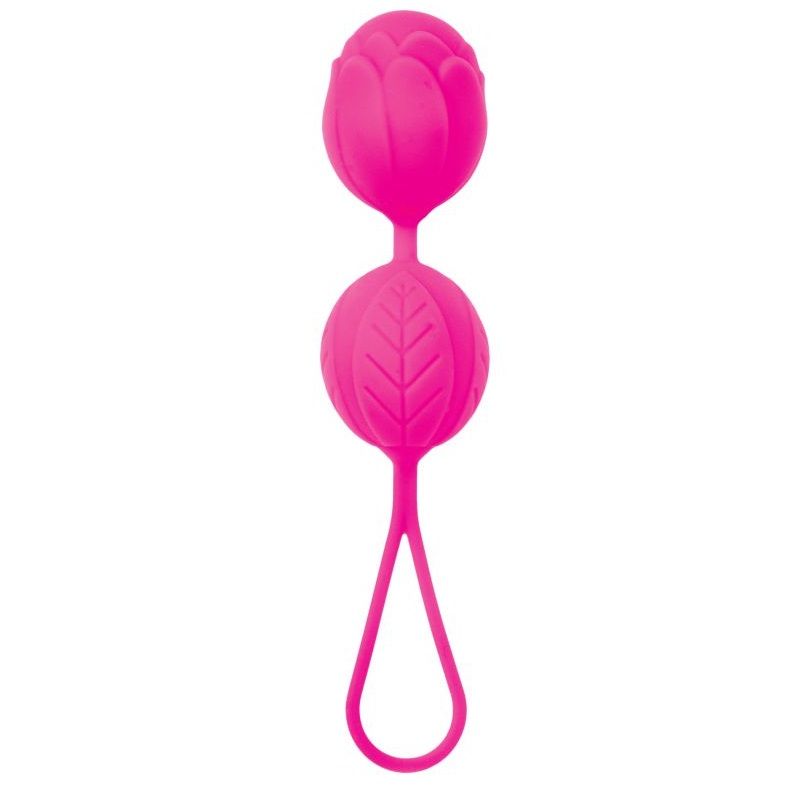 Розовые вагинальные шарики с петелькой для извлечения. Рабочая длина - 9 см.
