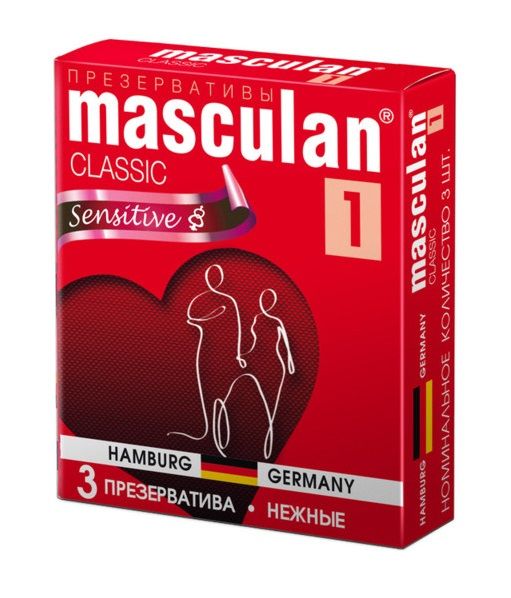 Нежные презервативы Masculan Sensetive – классические презервативы для защищенного секса. Гладкая поверхность из натурального латекса отлично передает тепло, чтобы сохранить естественные ощущения во время занятий любовью. Невесомая смазка, легкий аромат и полупрозрачный цвет дарят приятные впечатления от использования. В меру эластичные презервативы легко надеваются и остаются на месте на протяжении всего процесса. Masculan – тот самый презерватив, который не стыдно пригласить в интимный процесс. Толщина - 0,06 мм.<br> Номинальная ширина - 53 мм. В упаковке - 3 шт.