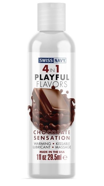 4-в-1 Playful Flavors - игривое удовольствие во всех его проявлениях! Съедобный массажный гель с согревающим эффектом, дарящий непревзойденное скольжение. Подходит для эротического массажа и в качестве лубриканта, в том числе для орального секса. <br><br> Chocolate Sensation обладает прекрасным вкусом и насыщенным ароматом шоколада, чтобы соблазнить ваши чувства и вкусовые рецепторы! Потрите или подуйте на место нанесения, чтобы высвободить манящее тепло. Или насладитесь вкусом, добавив гель в массаж или используйте в качестве смазки. Chocolate Sensation 4-in-1 Playful Flavors очаровывает и пробуждает все ваши чувства! <br><br> Playful Flavors - это смазка для вашего образа жизни. От игривой прелюдии до сюрреалистического секса, 4-в-1 Playful Flavors позволяет легко добавить больше игры в вашу личную жизнь.