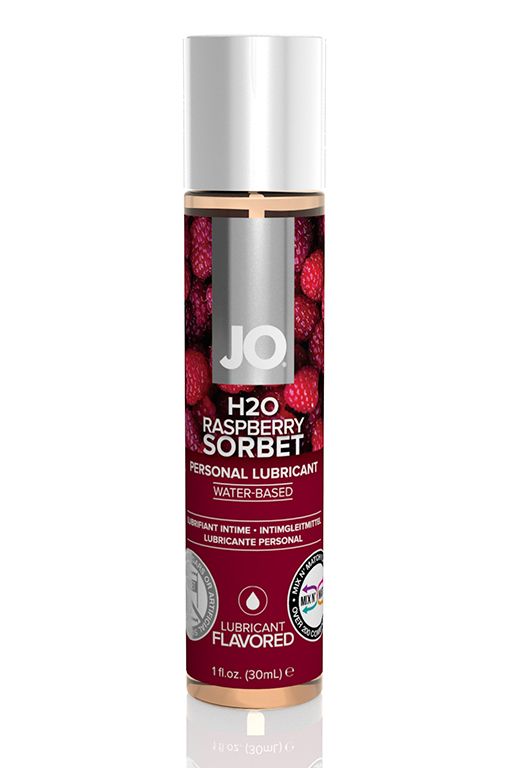 JO Flavored Raspberry Sorbet - превосходный аромат малинового щербета и длительное скольжение. Только натуральные компоненты, без искусственных добавок. Нежный, как силиконовый. Безопасен для латексных изделий.