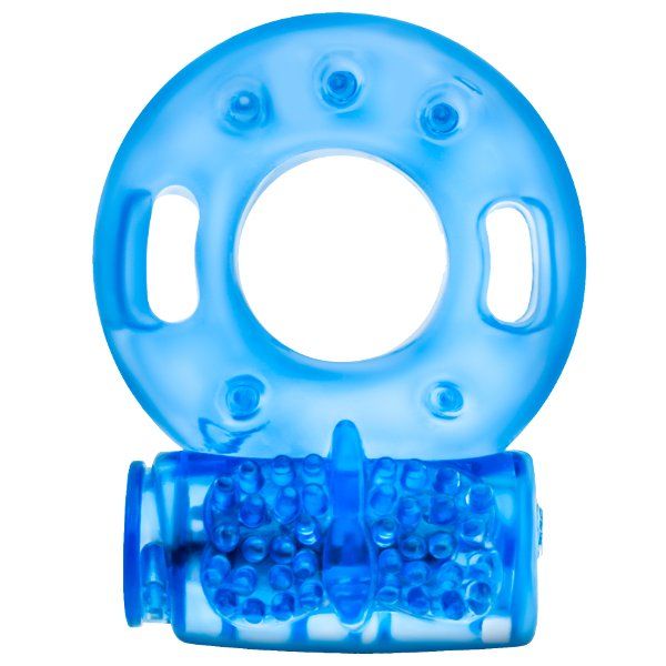 Голубое эрекционное виброкольцо Reusable Cock Ring. Очень эластичное.
