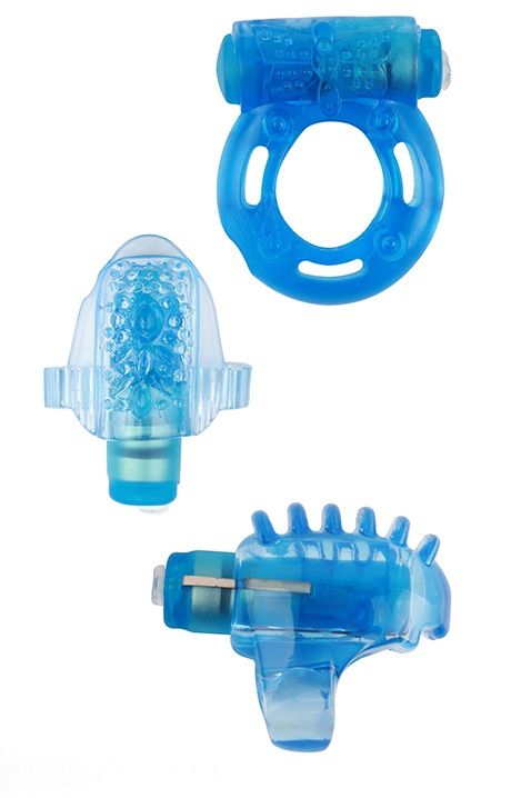Набор из 3 синих эрекционных колец с вибрацией Teasers Ring Kit.