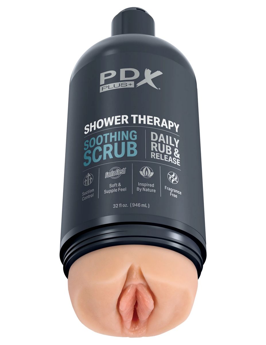 Мастурбация выходит на новый уровень, незаметный и такой очевидный одновременно! Shower Therapy — мастурбатор в виде флакона шампуня, созданной специально для таких изысканных джентльменов, как вы. Разработанный с учетом персональной конфиденциальности, мастурбатор для душа Shower Therapy имитирует внешний вид обычного флакона шампуня, поэтому он легко впишется в любую обстановку ванной комнаты, не оставляя и следа подозрений. <br><br>  Внутренний рельеф имеет детализированную текстуру и невероятные ребрышки и пупырышки для взрывных оргазмов. Изготовленный из фирменного материала Fanta Flesh, мастурбатор для душа Shower Therapy выглядит реалистично и ощущается как настоящая живая плоть!<br><br>  Хотите попробовать стимуляцию без помощи рук? Хотите попробовать разные углы и позиции? Прикрутите мощную регулируемую присоску и расположите практически на любой плоской гладкой поверхности.<br><br>   • Откройте или закройте крышку, чтобы контролировать уровень вакуума.<br> • Присоска (в комплекте) прикрепляется к большинству поверхностей и регулируется для развлечения без помощи рук.<br> • Реалистичные детали рукава дарят невероятно яркие ощущения!<br><br>  Очистка не составит труда с помощью антибактериального чистящего средства и теплой воды. Рукав легко вынимается, а сквозной дизайн еще больше облегчает чистку. Прежде чем снова вставить рукав, дайте ему высохнуть. Длина внутреннего тоннеля - 17,8 см.