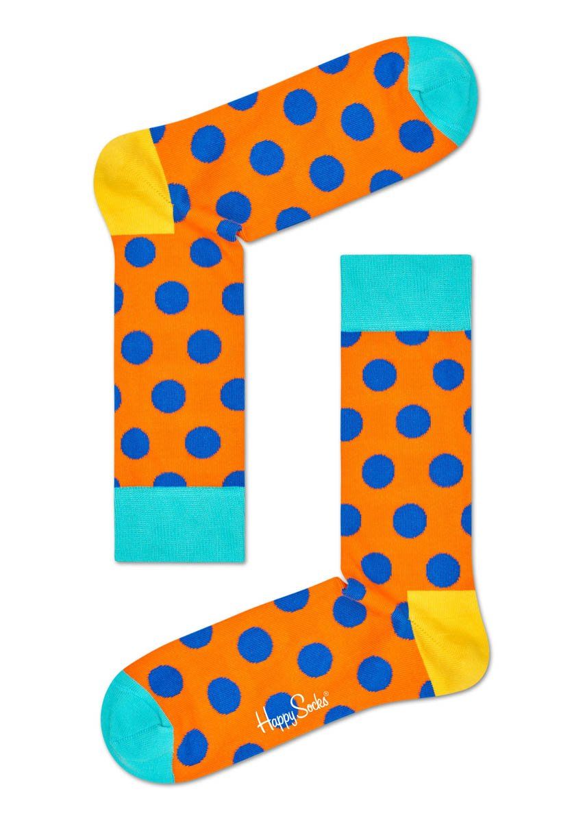 Оранжевые носки унисекс Big Dot Sock в горох.