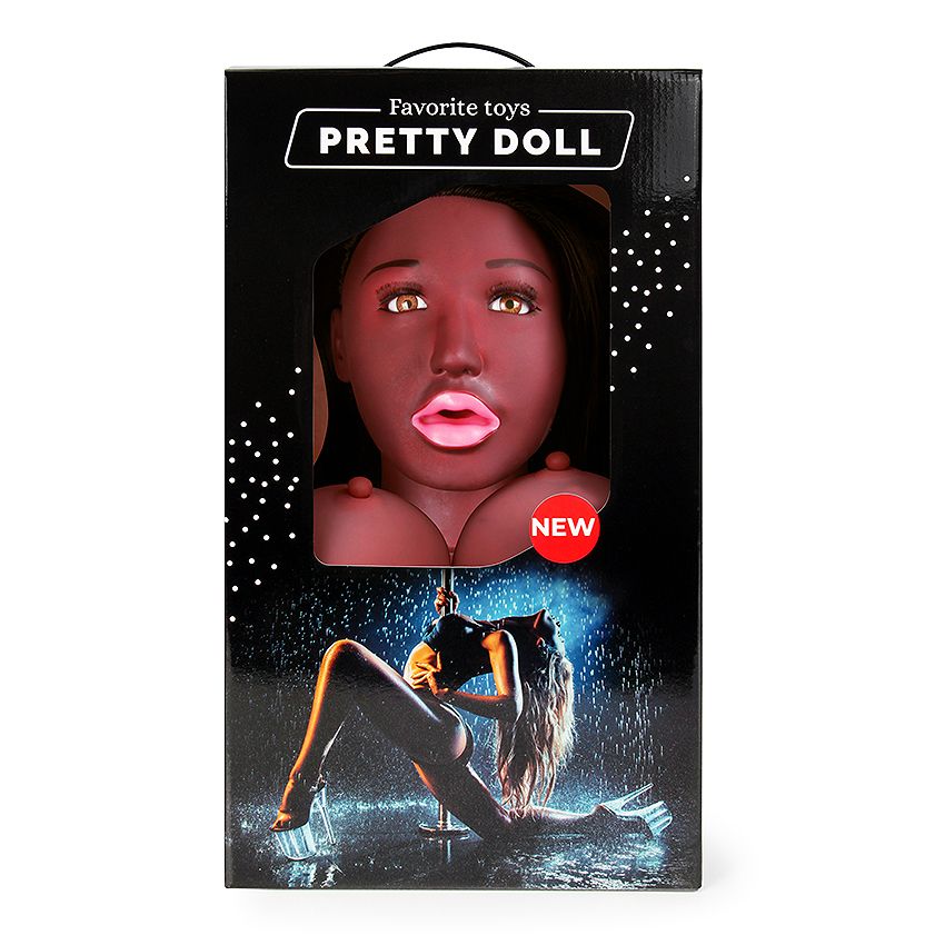Темнокожая надувная секс-кукла с вибрацией Лионелла. 3 любовных отверстия - вагина, анус, рот. Виброэлемент с проводным пультом управления.