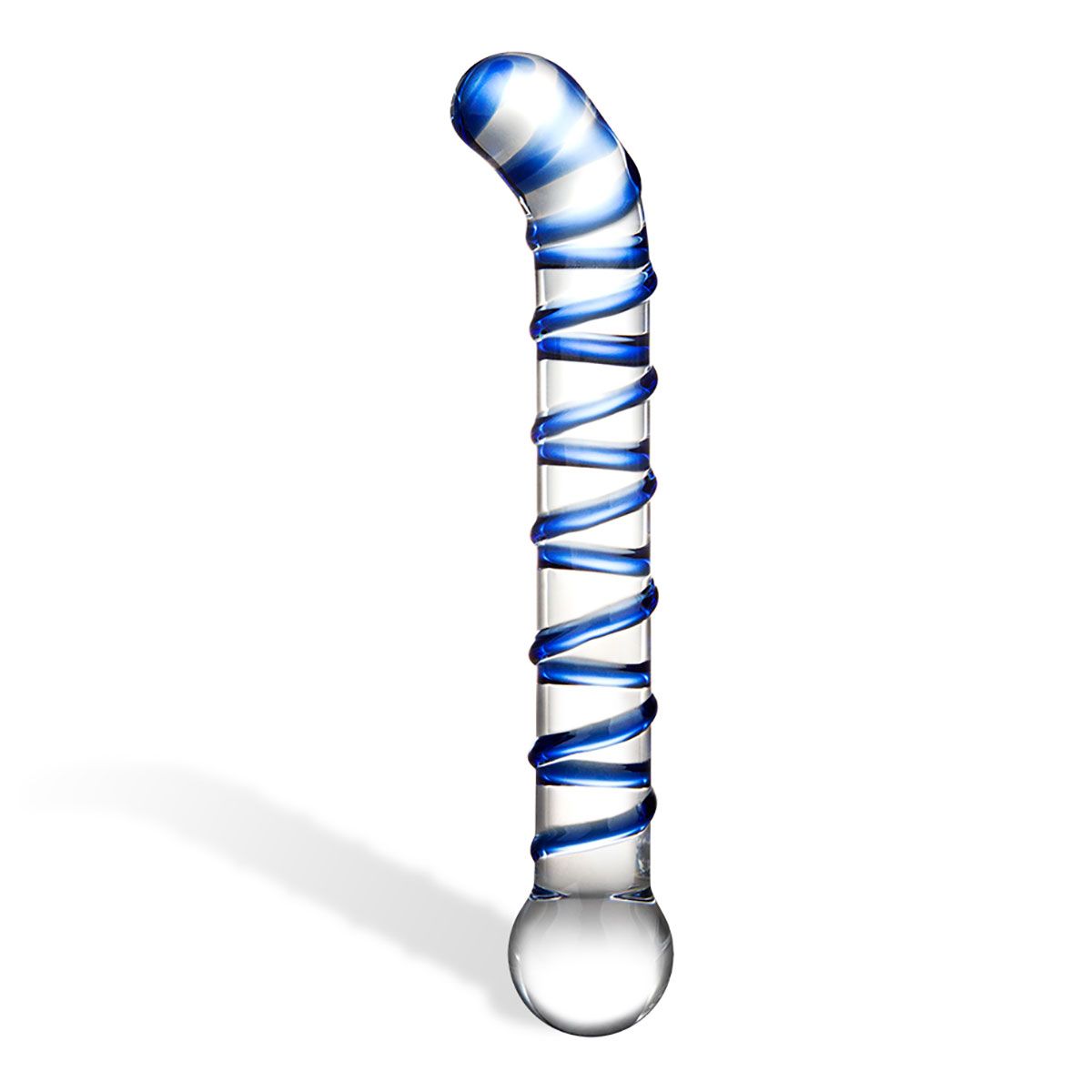 Mr. Swirly изготовлен из боросиликатного стекла. Стильный дизайн синего и прозрачного стекла приятно удивляет своими изгибами и видом. Mr. Swirly G-Spot Glass Dildo легко подходит для анальной и вагинальной стимуляции.