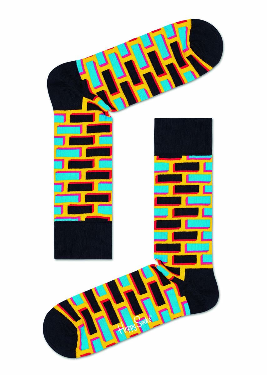 Черные носки унисекс Brick Sock с цветными кирпичиками.