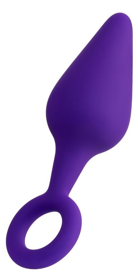 Фиолетовая коническая анальная втулка с ограничительным колечком. Рабочая длина - 8 см.<br> Минимальный диаметр - 0,8 см.