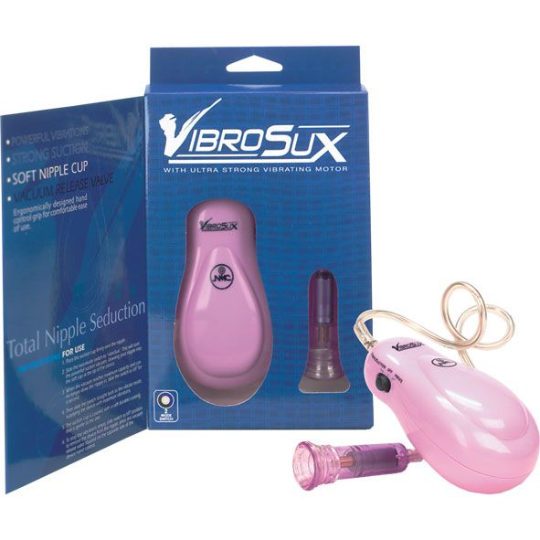 Розовый вибростимулятор для сосков VibroSux.  Длина стимулятора - 7 см., диаметр - 2,5 см.