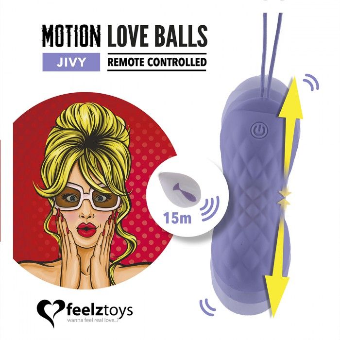 Шарики Motion Love Balls подарят вам чертовски приятное ощущение внутри! Шарики красивого цвета, из силикона, игривые и захватывающие, они двигаются и вибрируют, создавая приятную ощущения. А поскольку они бесшумные и водонепроницаемые, их можно использовать где угодно! <br><br>  Пульт дистанционного управления имеет радиус действия 15 метров, вы также можете использовать эти шарики вне дома, с партнером или без. Шарики обеспечивают 7 режимов вибрации, среди которых Вы обязательно подберете себе фаворитный. <br><br>  Полного заряда достаточно для непрерывной 1,5-часовой работы. Вы также можете использовать вибрирующие шарики для укрепления мышц тазового дна. Таким образом, эти шарики многофункциональны. Заряжаются от шнура USB, который прилагается в комплекте. Шарики упакованы в миниатюрную сумочку, которая может использоваться как стильный чехол для хранения Вашей игрушки. Вес - 44 гр.