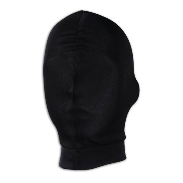 Плотная эластичная тянущаяся маска на голову черного цвета из материала с добавлением хлопка. Маска полностью глухая - закрывает глаза, нос и рот. Размер универсальный.
