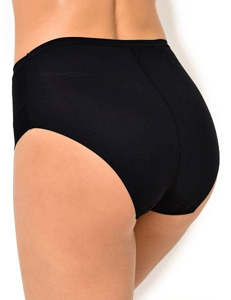 Трусики-слип с высокой линией талии, выполнены из мягкого эластичного хлопка. Высота бочка 13 см. По линии открытия ноги спереди и поясу плоская эластичная резинка. Остаются невидимыми даже под обтягивающей одеждой благодаря бесшовному краю сзади. Ластовица выполнена из уникального хлопкового материала.