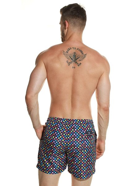 Мужские пляжные шорты из быстросохнущей ткани. Пояс на резинке, регулируется витым шнурком.