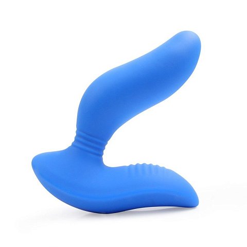 Синий вибромассажер простаты 3,5’’ Remote Control Curve P-spot Massager. 15 режимов вибрации. Два виброэлемента - в стволе и в основании. Дистанционный пульт управления. Рабочая длина - 10,5 см.