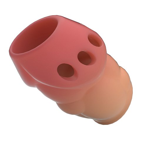 Насадка на пенис. Материал мягкий и эластичный, но достаточно прочный, чтобы оставаться на пенисе. Он подходит для любого обхвата, плотно прилегает к коже, задерживает кровь и помогает достичь более длительной и сильной эрекции. Он также подходит для постепенной тренировки потенции и продления приятного времени за счет уменьшения стимуляции чувствительных участков головки, задерживая эякуляцию.