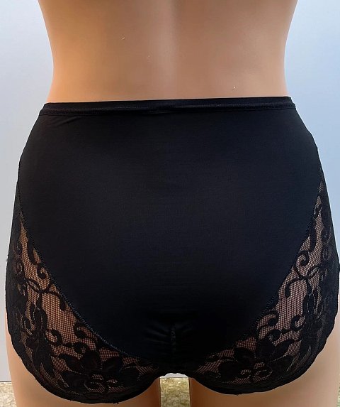Трусики-слипы с высокой талией из мягкой микрофибры и вставок из объемного кружева. Линия открытия ножки выполнена по бесшовной технологии.