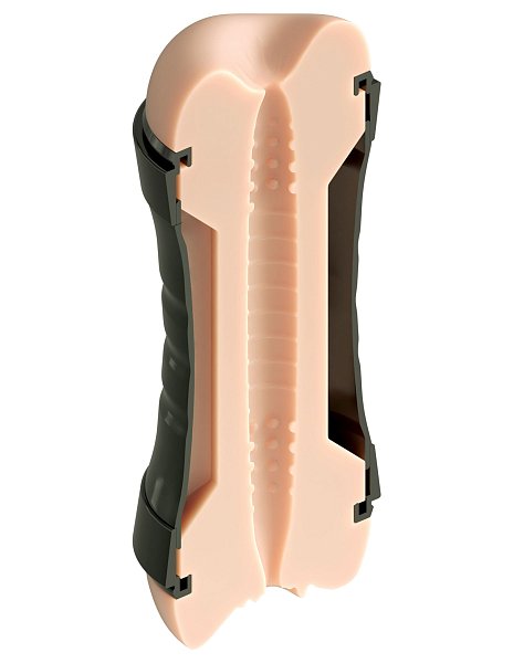 Мастурбатор в пластиковой колбе с входом в виде реалистичной, анатомически детализированной вагины.  Игрушка самосмазывающаяся — для активации смазки достаточно добавить немного воды.  Вставка выполнена из мягкого, эластичного TPR-материала, приятного на ощупь, без постороннего запаха. Легко растягивается, адаптируясь под индивидуальные особенности.  Колба изготовлена из прочного пластика ABS. Внутренняя поверхность мастурбатора имеет рельефную, ребристую структуру для яркой и интенсивной стимуляции.  Упаковка — картонная коробка с полноцветным принтом.