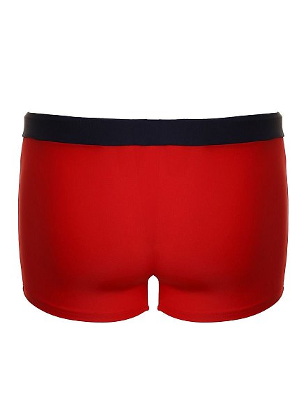 Мужские пляжные боксеры со средней линией талии. Пояс регулируется плетеным шнурком.