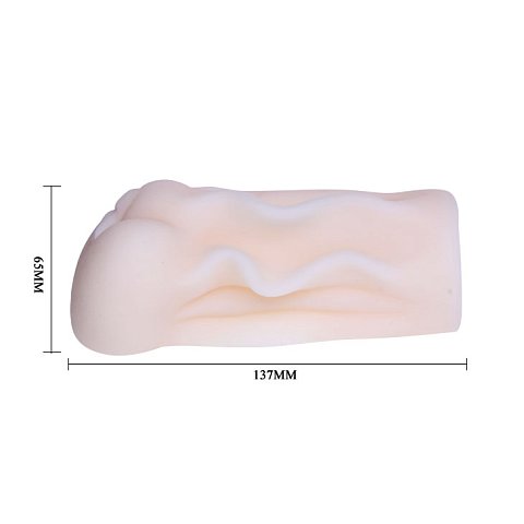 Компактный мастурбатор телесного цвета в виде вагины.  ластичный материал позволяет растянуть мастурбатор до нужного диаметра и испытать необычайные ощущения.  <br>Внутренняя часть имеет рельефную поверхность для интенсивной стимуляции. Наружная часть также имеет рельефную поверхность для большего удобства и исключения скольжения в руке. Нежная, очень податливая, с нежно-розовым цветом половых губ.  <br><br>Диаметр тоннеля в нерастянутом состоянии – 1 см.