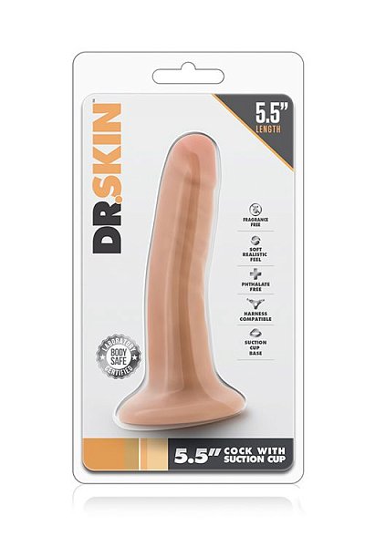 Телесный фаллоимитатор на присоске 5.5 Inch Cock With Suction Cup. Подходит для анальных и вагинальных проникновений. Мощная присоска для фиксации на плоскости. Рабочая длина - 12,7 см.