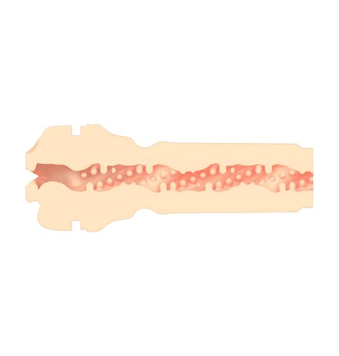 Разнообразный внутренний рельеф с плотным обхватом обеспечивает интенсивную стимуляцию до самого оргазма во время мастурбации. Сам мастурбатор создан из материала, похожего на кожу. Он очень прост в уходе и может быть легко извлечен из удобного пластикового корпуса для очистки.