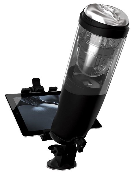 Внутри пластикового корпуса насадка из прозрачного эластомера, двигающаяся с 5-ю скоростями в 10-ти режимах ротации, вибрации, пульсации и эскалации. Испытайте новые и фантастические ощущения с данным новейшим автоматическим перезаряжаемым мастурбатором от американского бренда PipeDream с функцией ротации. <br><br>  Три сменные насадки: тугая киска, узкая попка и упругие губы. Все это дополняется LED подсветкой, присоской-креплением и держателем для планшета. Просто добавьте немного смазки и наслаждайтесь.<br><br>  • Пожалуйста заряжайте мастурбатор не менее двух часов.<br> • При применении мастурбатора с присоской-креплением - закрепите присоску на поверхности, поверните рычаг в положение LOCK. После применения мастурбатора поверните рычаг в положение OPEN и открепите мастурбатор от поверхности. Во избежании поломки, никогда не пытайтесь отсоединить присоску от поверхности не переключив рычаг в положение OPEN.<br> • Для включения и выключения мастурбатора нажмите кнопку питания на колбе.<br> • Для смены режимов нажимайте на кнопки со стрелками.<br> • Для увеличения или уменьшения интенсивности нажимайте на кнопки + и -.<br> • После применения обязательно промывайте насадку теплой водой с мылом или особыми средствами для очистки интимных игрушек.<br> • Не допускайте попадания влаги внутрь управляющего блока на верхней части колбы.   Время зарядки - 2 часа.<br> Время работы - 1,5 часа.