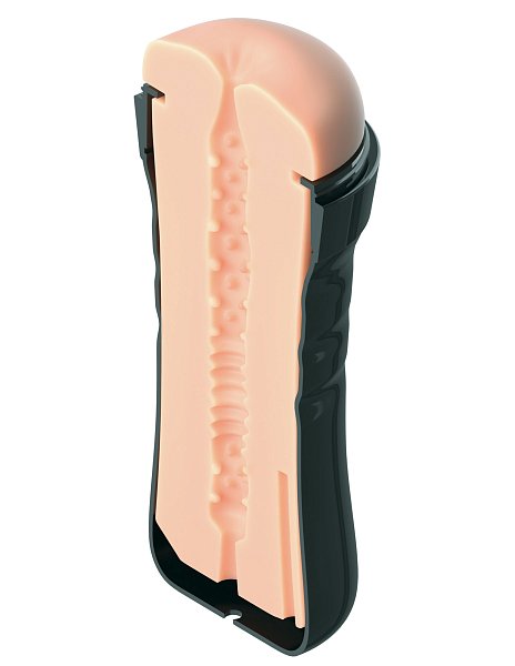 Мастурбатор в пластиковой колбе с входом в виде реалистичной, анатомически детализированного ануса.  Игрушка самосмазывающаяся — для активации смазки достаточно добавить немного воды.  Вставка выполнена из мягкого, эластичного TPR-материала, приятного на ощупь, без постороннего запаха. Легко растягивается, адаптируясь под индивидуальные особенности.  Колба изготовлена из прочного пластика ABS. Внутренняя поверхность мастурбатора имеет рельефную, ребристую структуру для яркой и интенсивной стимуляции.