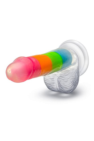 Яркий люминесцентный фаллоимитатор Rainbow Rave. С присоской в основании. Рабочая длина - 12 см.