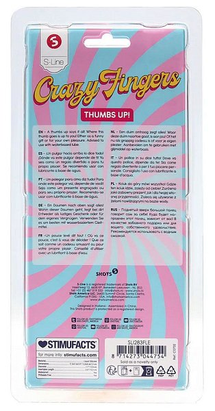 Поднятый большой палец на присоске говорит сам за себя! Идеально подходит в качестве забавного подарка или для вашего собственного игривого удовольствия. Его уникальная форма вызывает смех и невероятное наслаждение. Рекомендуется использовать со смазкой на водной основе для получения наилучших ощущений.