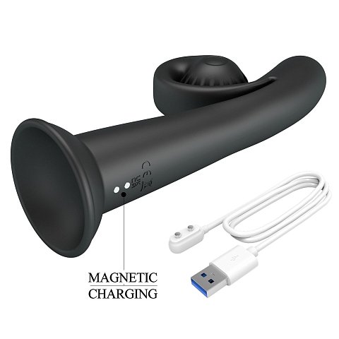 Оригинальный вибратор на присоске с закрученным клиторальным отростком. Изготовлен из ультрасовременного силикона, за счёт необычной формы может доставить ранее неизведанные оттенки наслаждения. 10 режимов вибрации. Рабочая длина - 13,5 см.