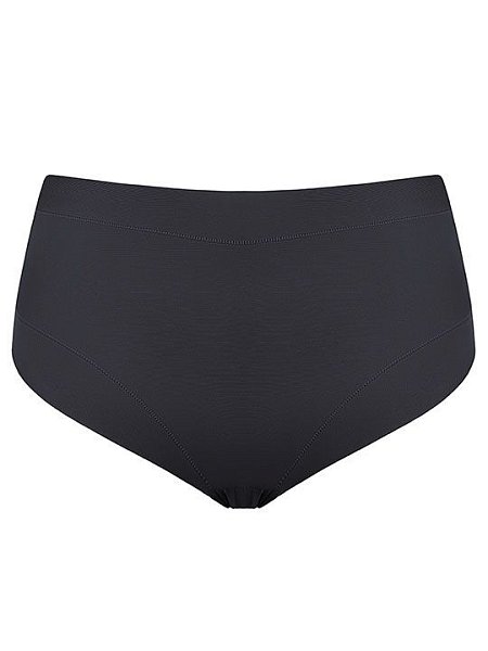 Трусики-слип с завышенной линией талии выполнены из ультрамягкой микрофибры спереди и сетки с бесшовным краем сзади, что делает их совершенно не заметными под одеждой. Высота бочка 12 см. Пояс и линия открытия ноги спереди обработаны мягкой окантовкой. Имеют анатомическую посадку за счет сборки по заднему шву. Ластовица выполнена из уникального хлопкового материала.