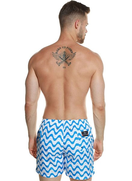 Мужские пляжные шорты из быстросохнущей ткани. Пояс на резинке, регулируется витым шнурком.