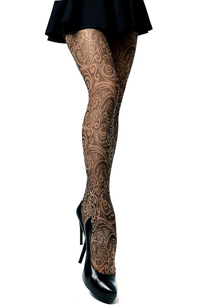 Оригинальные колготки с ажурным принтом. Принт не стирается, не выгорает со временем. Можно стирать в стиральной машине. Крепкие, подойдут на рост от 145 до 180 см. Плотность - 40 ден.