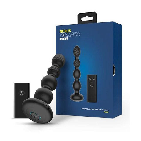 Nexus Tornado Probe — это вращающийся и вибрирующий стимулятор с дистанционным управлением. Поднимите свою игру на новый уровень. В арсенале втулки 6 режимов вибрации, пульсации и усиления, а также 3 скорости вращения. Эта игрушка отлично подходит для новичков или для тех, кто хочет получить больше удовольствия и интересных ощущений от ротации. Используйте волнистый стержень как анальные бусы постепенно вводя и извлекая стимулятор для получения невероятных ощущений. А вибрация и вращение доведут до восторга любого пользователя. Пульт дистанционного управления работает на расстоянии до 8 метров, так что вы сможете наслаждаться Tornado Probe в одиночку или с партнёром. Эта перезаряжаемая игрушка изготовлена из силикона высокого качества, а ее корпус полностью водонепроницаем и отлично подходит для игр в ванной или душе.  Рабочая длина - 15 см.