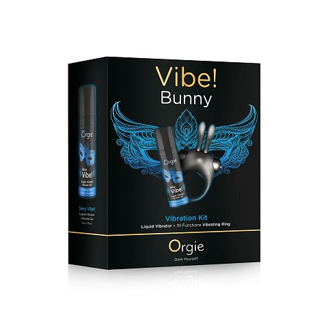 Откройте уникальные сенсорные ощущения с набором Orgie Vibe! Bunny. Комплект сочетает покалывающий эффект жидкого вибратора Sexy Vibe! с интенсивными вибрациями силиконового кольца в форме кролика, предлагая 10 режимов вибрации для максимальной стимуляции.<br><br>  Sexy Vibe! Liquid Vibrator пробуждает глубокие и неотразимые ощущения. Виброкольцо в виде кролика имеет 10 режимов вибрации для усиленного воздействия.   В комплекте: эрекционное кольцо, жидкий вибратор Sexy Vibe! Liquid Vibrator (15 мл.)